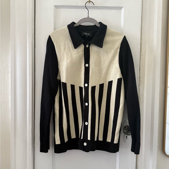 Collectif London | Heavy Cardigan Sweater | Black and Cream - Picture 1 of 3